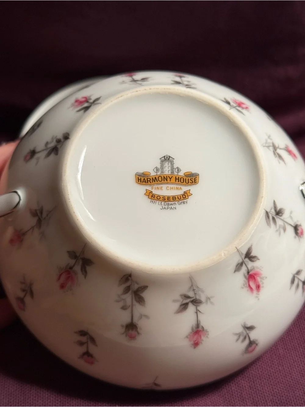 Harmony House China SugarDish with Lid in Pink Rosebud Accents